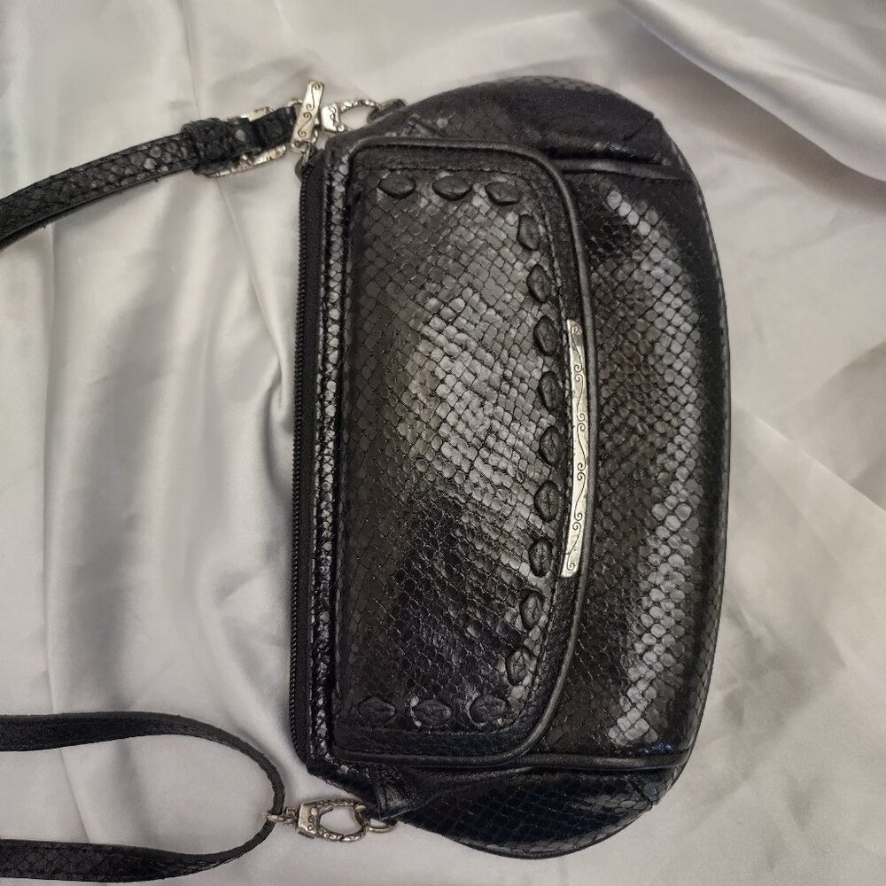 BRIGHTON Handbag Purse Crossbody Wallet  Black Long Strap Adjustable MIRROR!